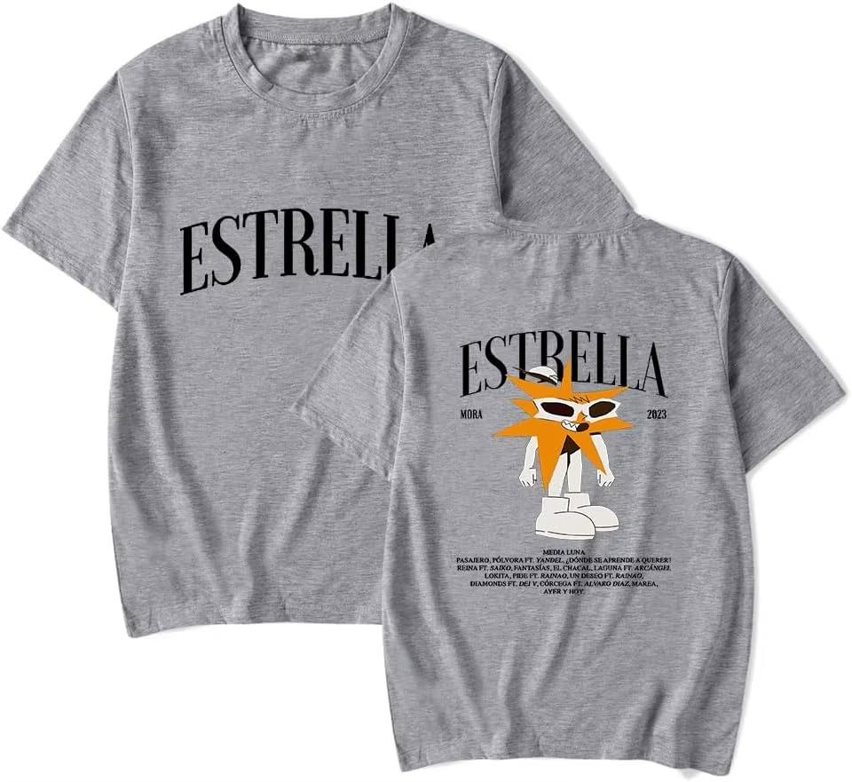 Men's and Women's Comfortable Unique Cotton Mora Merch Album Estrella T Shirt Short Sleev Classic Print Top Tee Unisex