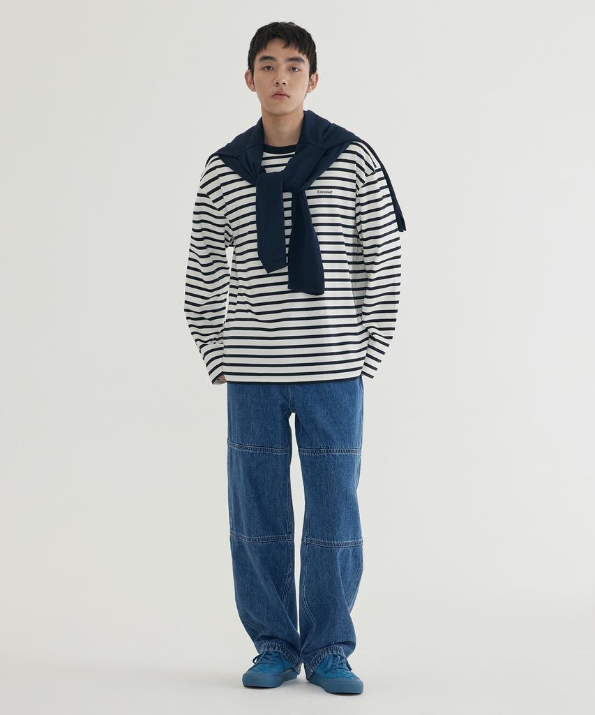 COVERNAT Striped Long Sleeve Dusty Blue