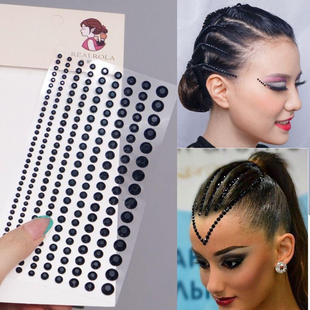 Наклейки-тату, клейкая наклейка для лица, украшение для волос, стразы, длинная полоса со стразами, наклейка