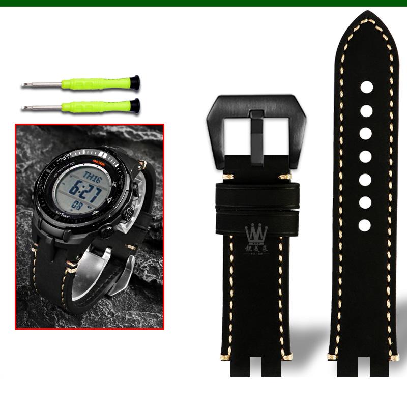 Классический ретро-ремешок из натуральной телячьей кожи для часов Casio ProTrek PRW3000/3100/6000/6100Y PRG300 Series Bracelet Watch Accessories
