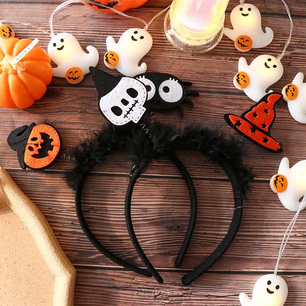 Pumkin Halloween Feather Headband Cartoon Pumkin Hairband Gift Ghost Headband Lady