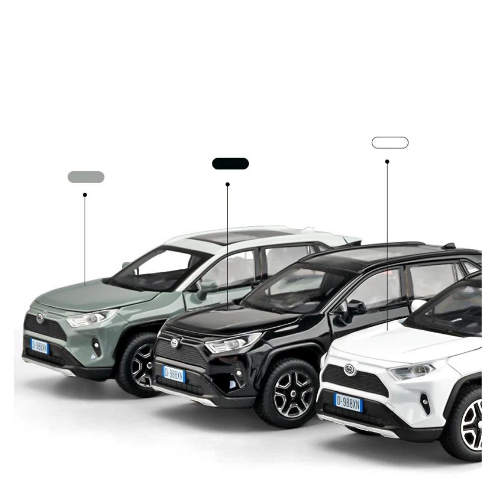 1/32 Toyota RAV4 SUV 2023 Литая металлическая модель автомобиля Звук и свет Оттяжка Детская игрушка Коллекционные предметы Подарок на день рождения