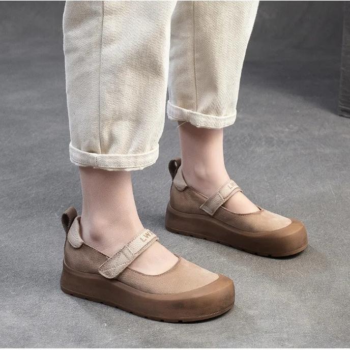 Johnature Повседневная обувь на толстой подошве с круглым носком из натуральной кожи, удобная женская обувь на плоской платформе