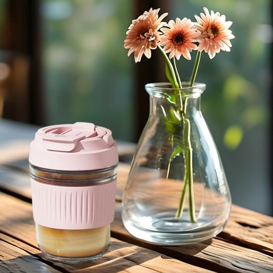 Портативный стеклянный стакан с силиконовой трубочкой 350/500 мл герметичная многоразовая кофейная кружка для офиса