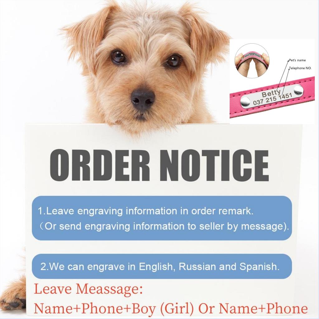 Персонализированный кожаный ID-жетон с именем, ошейник для собаки, регулируемый, мягкий, с подкладкой, ошейники для собак, бесплатная гравировка имени для маленьких, средних и крупных собак