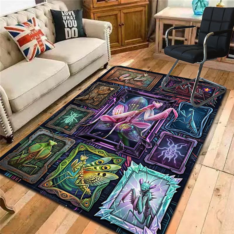 Mantis Evolution Pattern Rug Floor Mat for Living Room or Bedroom Soft and Comfortable Carpet a Gift for Birthday and Holiday.