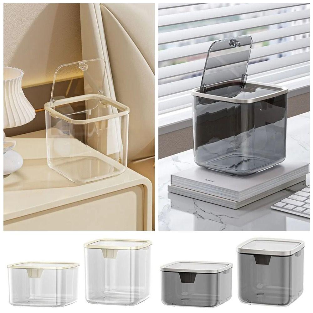 1Pcs Bedroom Desk Storage Box Light Luxury Trash Garbage Can New Desktop Bin