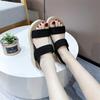 Foreign Trade Sandals Women's 2025 Summer New Fashion Beach Shoes Wide Strip with One Word Thick Sole Wedge Heel Sandals Women