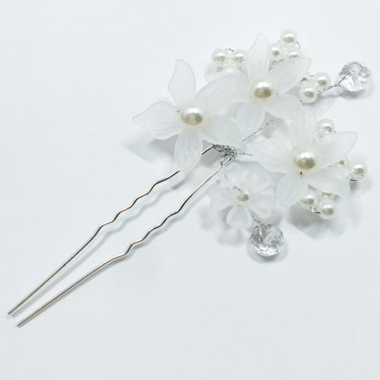 U-Shape Bride Jewelry Flower Faux Pearl Wedding Hair Pin Clip Party Headwear