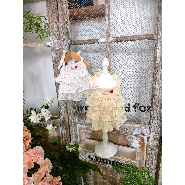 Fashion Small Pet Summer Outfit Floral Printed Tiered Ruffle Cake Dress Adjustable Sling Strap Party Wear Gorgeous Lovely Gentle