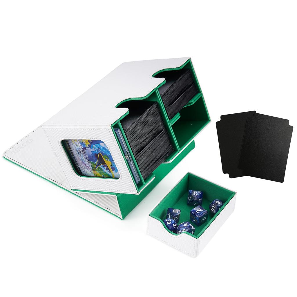 Venssu Deck Trading Card Card Display Dice Holds 200 Includes 2 Dividers and 1 Magnetic Compatible with Duema Various Card Game Sleeves Case, Case,
