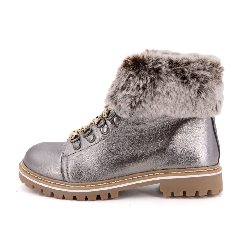 Pewter-colored Leather Ankle Boots from Lacen Women's LES TROPEZIENNES BY M.BELARBI