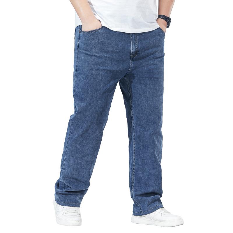 Мужские брюки больших размеров свободного кроя с прямыми штанинами, весенние, легкие, с высокой посадкой, эластичные, в стиле «папа».