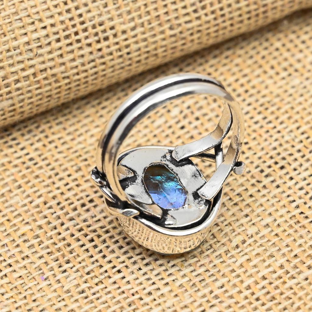 Gorgeous Rainbow Mystic Topaz Gemstone Handmade 925 Solid Sterling Silver Jewelry Ring For Women