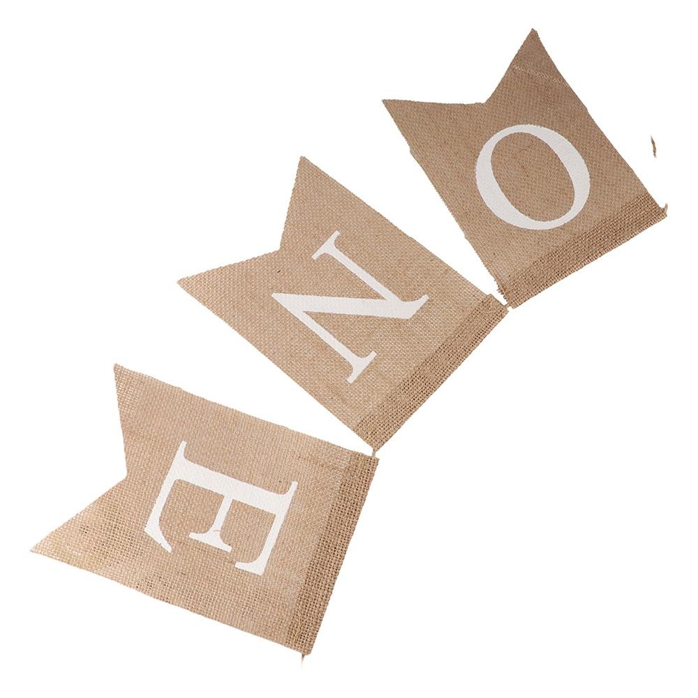 Festive Burlap ONE Garland Paper Baby First Party Decoration Chair Flag Banner Baby First Birthday