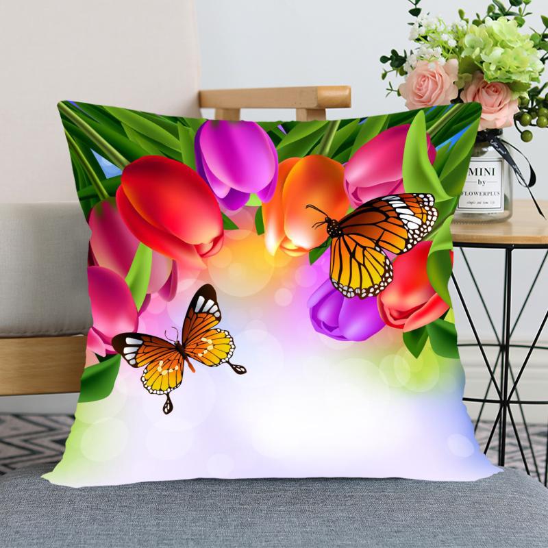 Наволочка с цветком тюльпана, декоративная наволочка для спальни, домашнего офиса, квадратная наволочка, мягкая