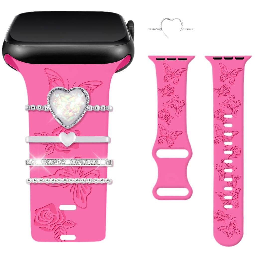 Rhinestone Charm Silicone Strap Ring for Apple Watch
