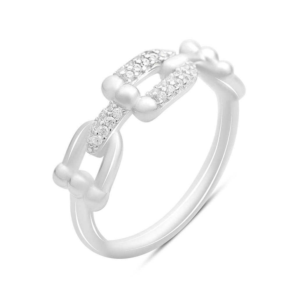 Серебряное кольцо с фианитами, вес изделия 3,66 гр (2207450)