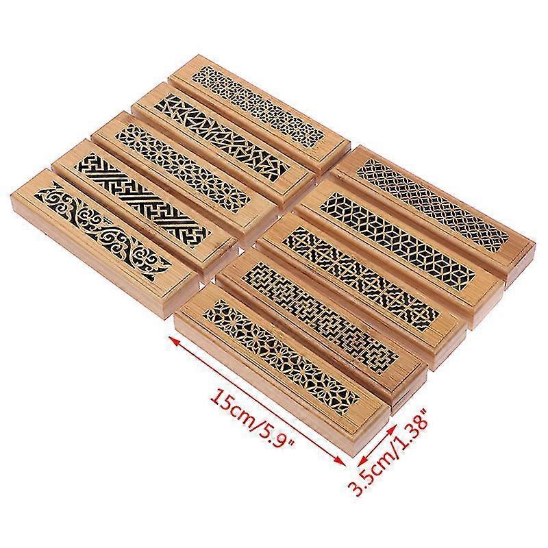 1Pc Bamboo Wood Incense Stick Holder Burning Joss Insence Box Burner Ash Catcher HFMQV 25-26s