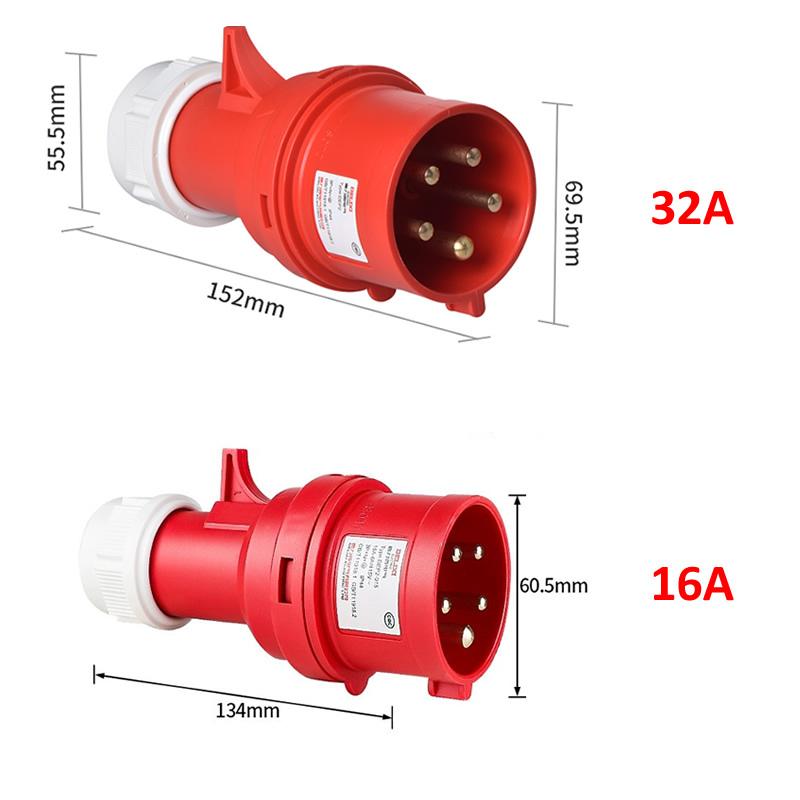 Electric vehicle charging adapter CEE Plug 16A/32A Red to Socket Blue 1-phase 32A 7KW 16A 3.5KW Red 3-Phase 16A 11KW 32A 22KW