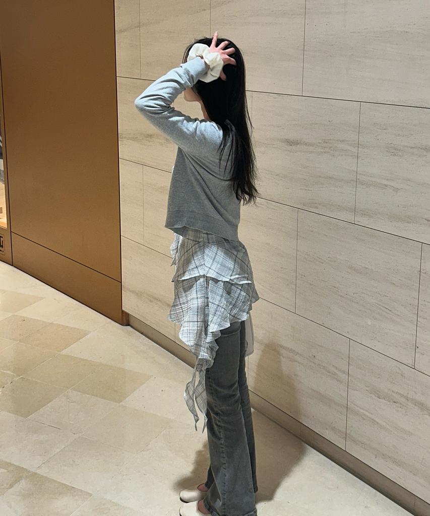 MIXXO Прозрачное клетчатое многослойное платье_Miwowg501G