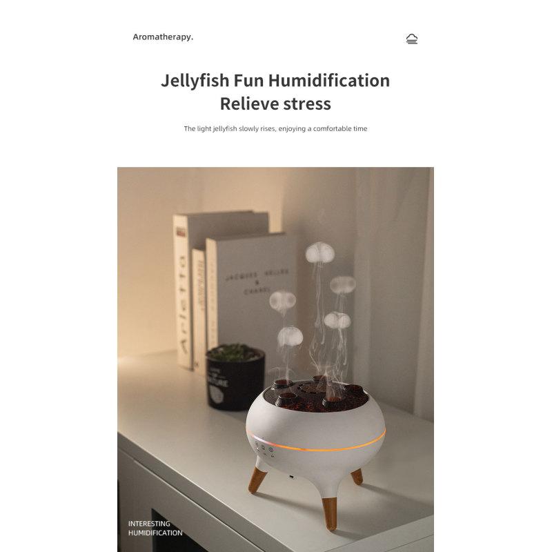 Цветной градиентный ночной свет, двухскоростной кинетический увлажнитель воздуха в форме медузы, большой резервуар для воды, аромадиффузор