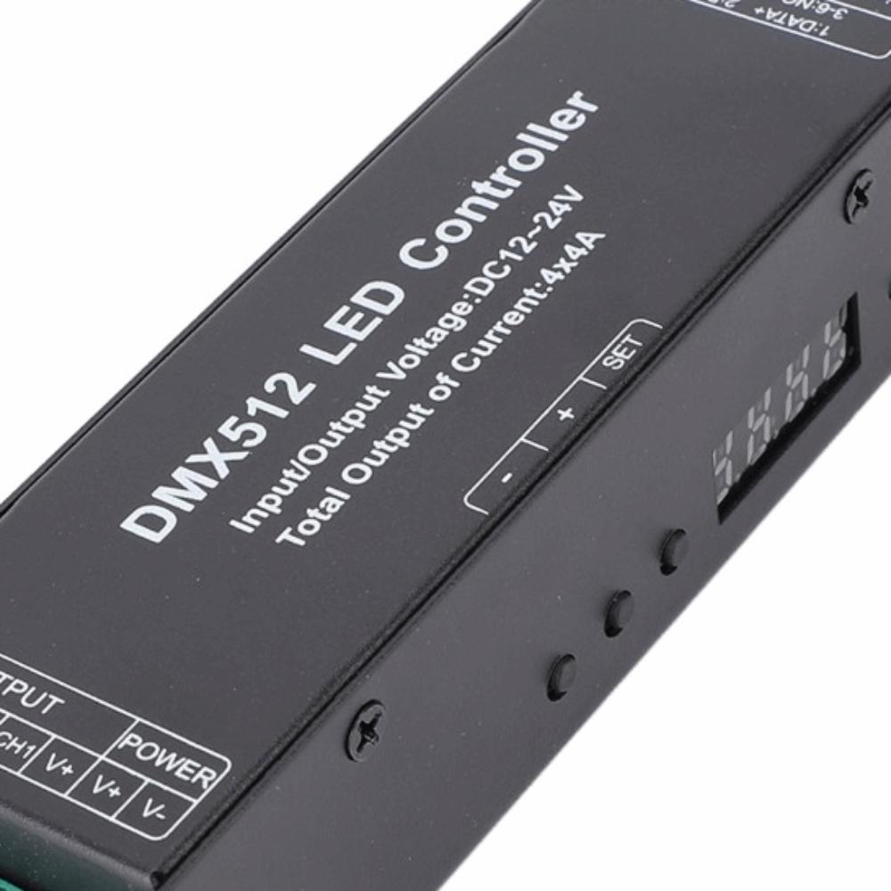 4 Channel LED Strip Controller 16A DMX Dimmer Driver Easy DMX512 Decoder Stage Lighting
