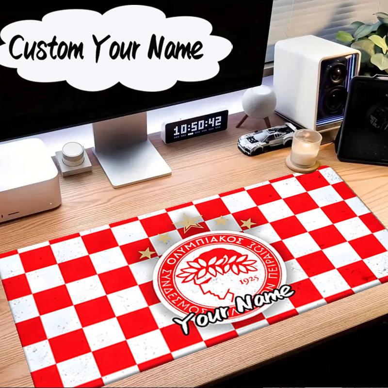 Custom Name Mouse pad Olympiacos Fc Crest Design Mouse Pad Desk Mat, Non-Slip Rubber Backer Pad For Computer Notebook Gaming Mouse Pad Birthday Gift