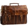 16 Inch Medium Buffalo Leather Briefcase Messenger Bag, Business Office Laptop Satchel Shoulder Bags For Men and Women
