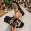 Высококачественные женские тапочки с леопардовым принтом и металлической пряжкой, сексуальные удобные нескользящие сандалии, летние шлепанцы на платформе 43 размера