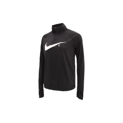 Swoosh Run Running Training Спортивный топ с воротником-стойкой и длинным рукавом для фитнеса Женские топы Черный CZ9234-010