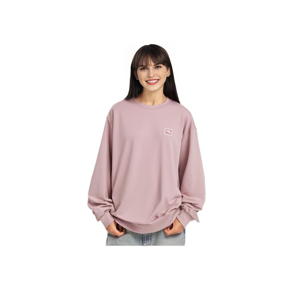 Anta Life Series Sports Casual Loose Solid Color Round Neck Sweatshirt Women Sweatshirt Fusang-Pink 972438701-10
