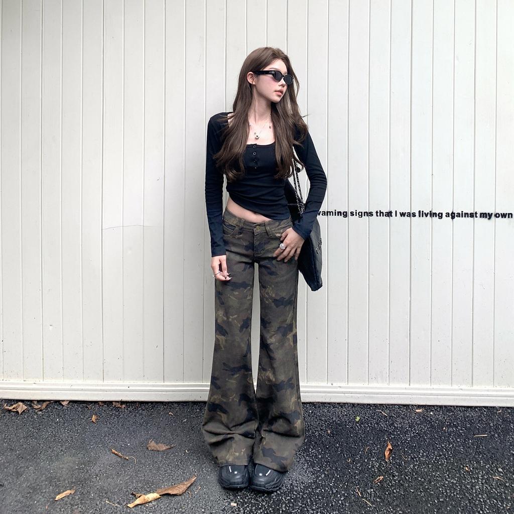 1 color American low-rise Spice Girl micro-pull pants female slim-fitting thin elastic versatile ins style jeans