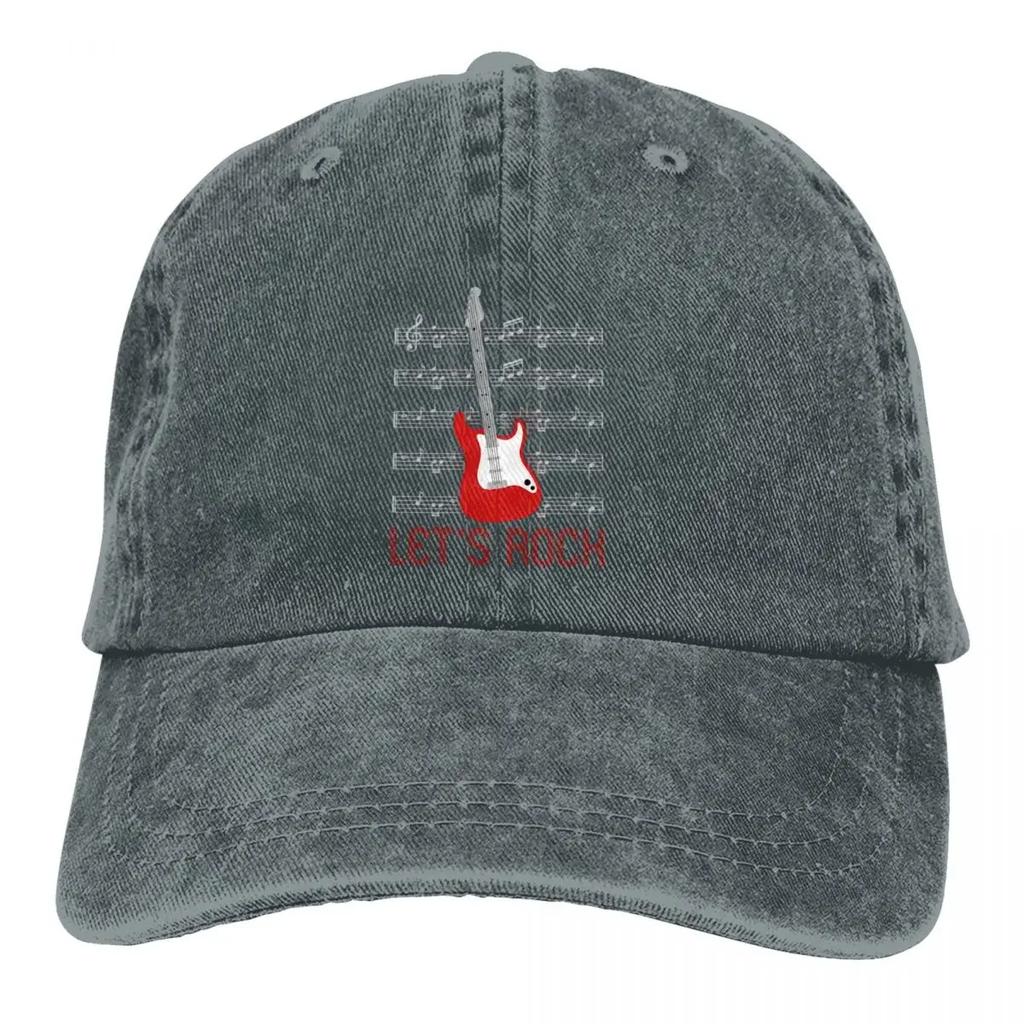 Стираная мужская бейсболка Lover Lets Rock Notes Trucker Snapback Ковбойские кепки Dad Hat Guitar Rock Golf Hats