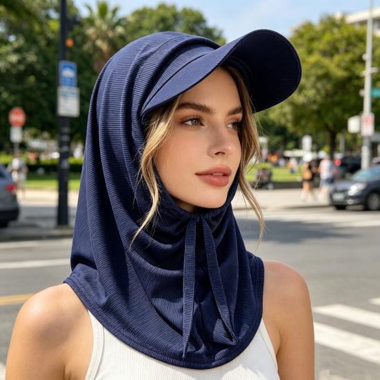 2 Pcs/Set Adjustable Fit Sun Hat with Built-In Drawstring Shawl Extended Brim Full