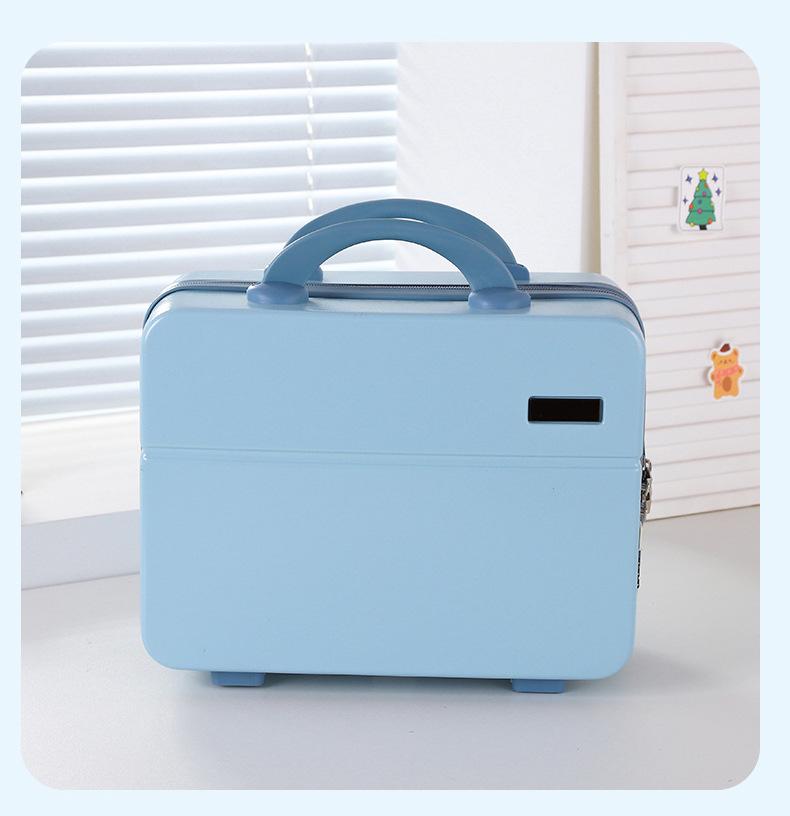 Compact 14-inch Password Cosmetic Handbag in Solid Color - Souvenir Gift Box and Storage Bag Suitcase.