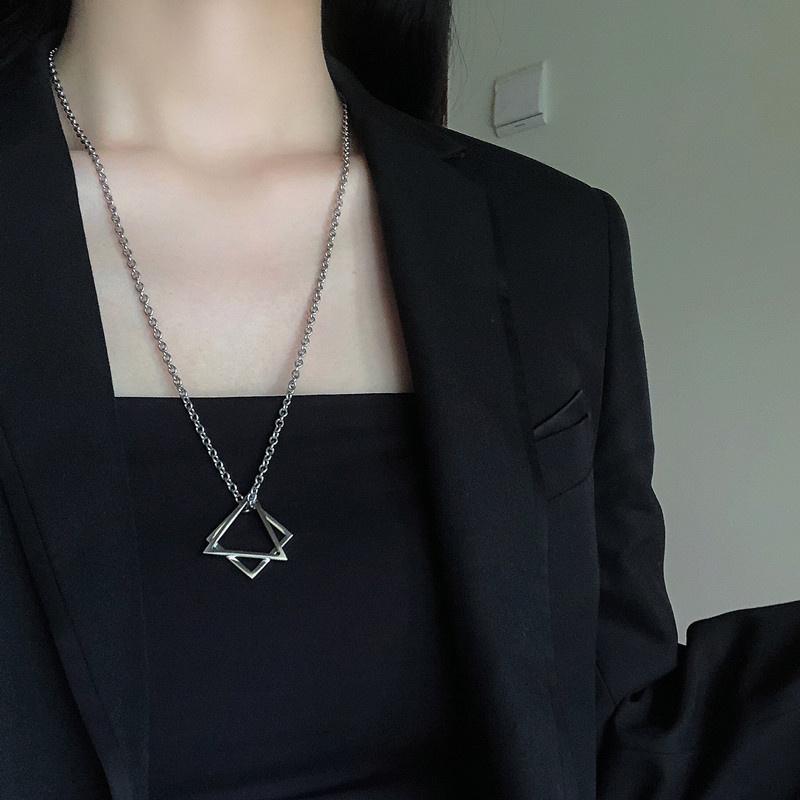 Геометрическая форма Треугольный кулон Ожерелье Хип-хоп Стиль Серебряный Цвет Ключица Цепь Для Мужчин Женщин Ювелирные Изделия Подарок На Вечеринку