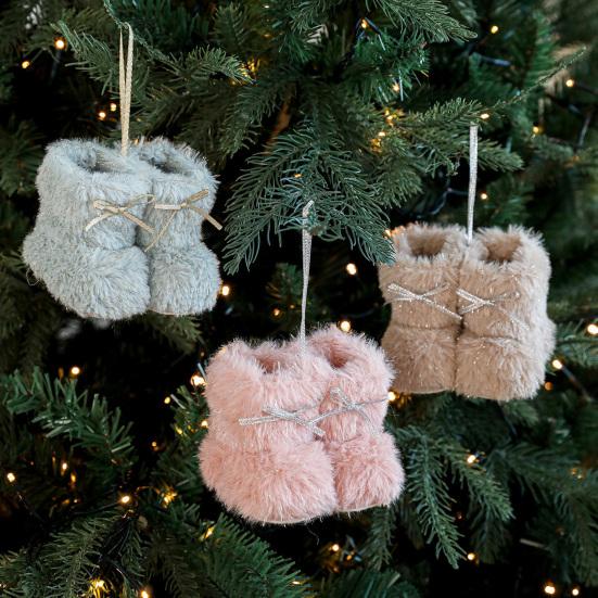 Рождественский сапожок, пушистые туфельки, подвесные украшения на елку, мягкая плюшевая зимняя обувь, подвеска для декора дома и офиса