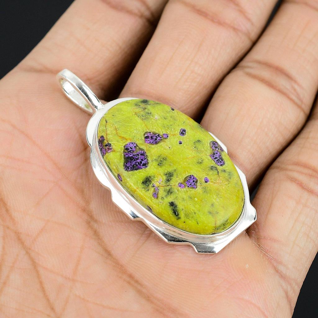 Атлантисит Драгоценный камень ручной работы Стерлинговое серебро 925 пробы Ювелирный кулон Овальный драгоценный камень Ювелирные изделия Кулон ручной работы Подвеска из натурального драгоценного камня для подарков