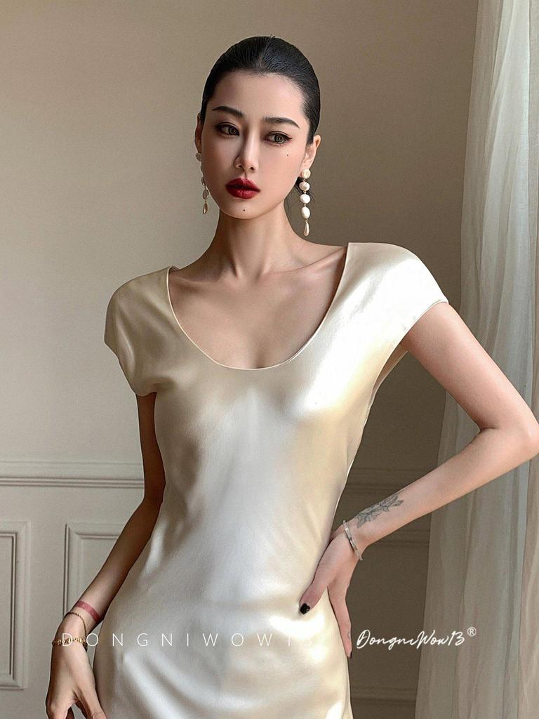 Elegant Fishtail Satin Dress: 2025 Summer Style