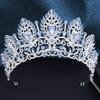 Royal Queen Opal Green Crown Big Diadem Bride Crowns for Women Tiaras Wedding Party Bridal Crown Hair Dress Jewelry Accessori