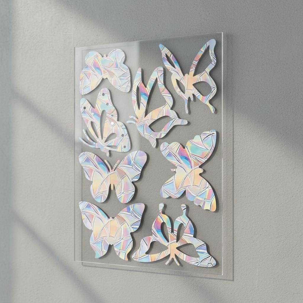 Static PVC Window Sticker Rainbow Prism Butterfly Pattern Home Decoration Anti Collision Glass Sticker
