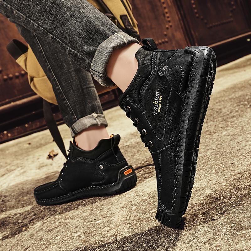 39-46 Мужская повседневная обувь среднего размера, уличная кожаная обувь, туфли большого размера на плоской подошве ручной работы