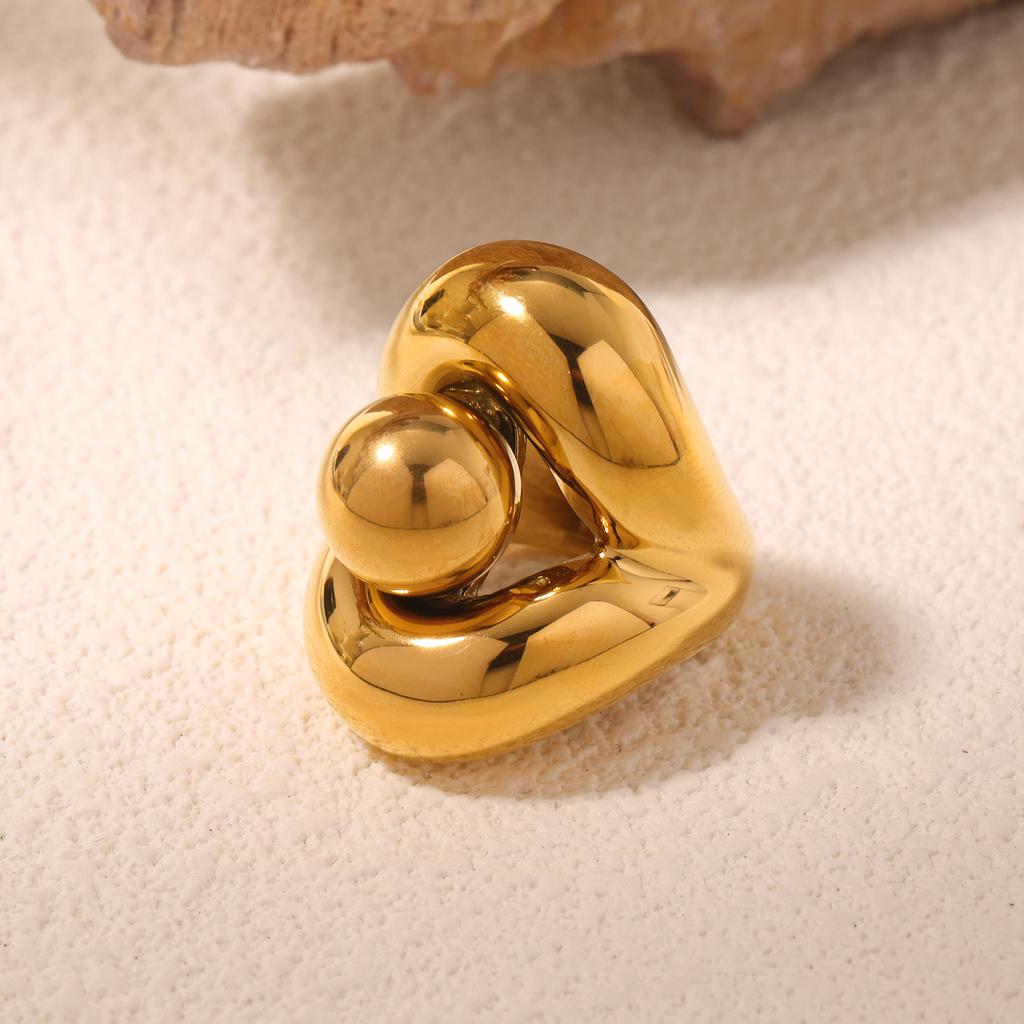 Кольцо из цинкового сплава цвета золота из нержавеющей стали для женской моды, полые сферические массивные кольца, женский панк, роскошный циркон