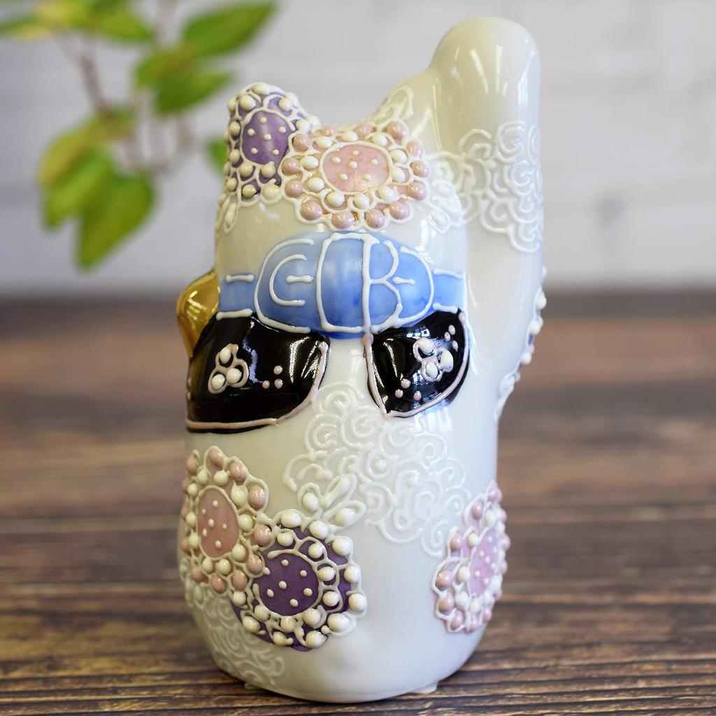 Японский склад манящая фигурка кошки керамическая посуда Кутани изделия правая рука манящая кошка цветок фиолетовый фэн-шуй удача интерьер в японском стиле