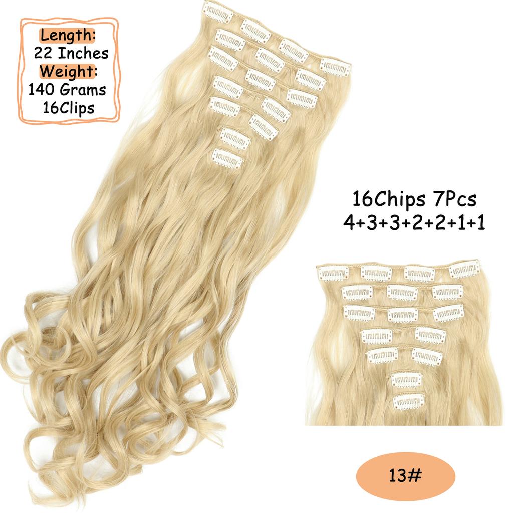 Synthetic Wavy Clip In Hair Extensions Clip In Hair Extensions For Women Full Head Thick Soft Clip In Hairpieces Daily Party