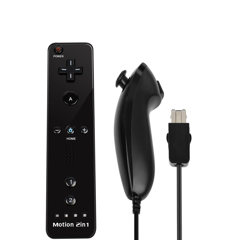 2in1 For Nintendo Wii Controller Set W/ Motion Plus Wireless Joystick Gamepad Remote Control W/ Silicone Case Video Game Console 1