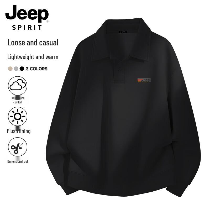 JEEP SPIRIT Men's Fleece-Lined Stand-Up Collar Sweatshirt