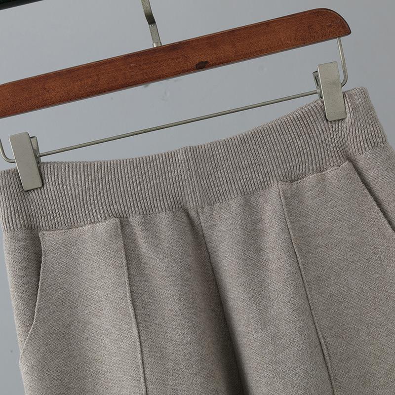 Autumn Winter New Women Loose Slim Turnip Capris High Waist Knitted Harun Pant