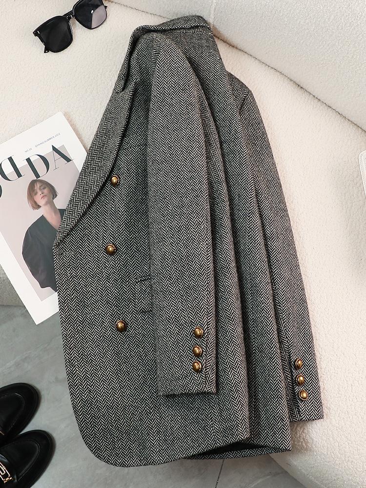 Women Autumn Winter Suit Jacket Word Pattern Blazer Coat Female Temperament Cool Design Unique Ladies Tops